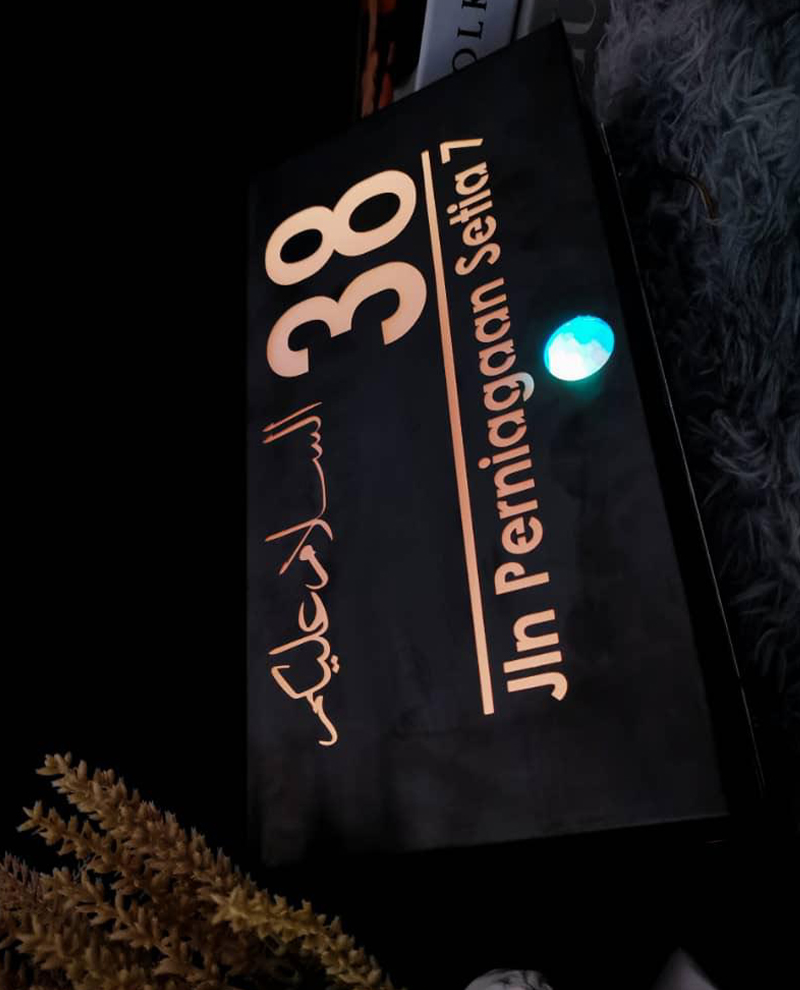 Custom-designed house number plate by Treazpass Johor